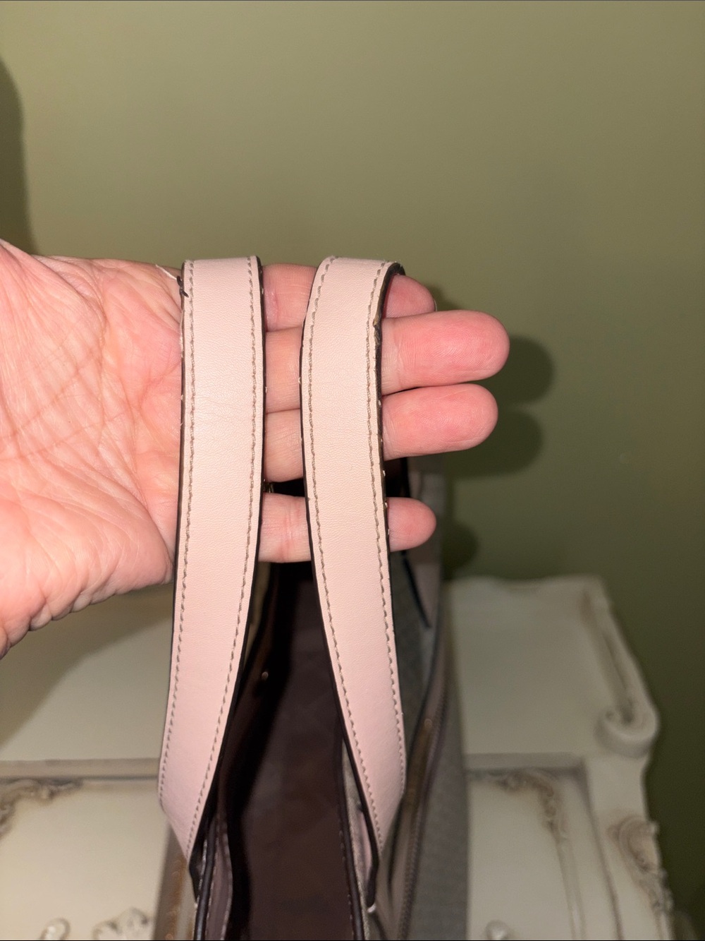 EUC- Michael Kors Pink Logo Tote with Striped Crossbody Strap & Wallet - Picture 10 of 17